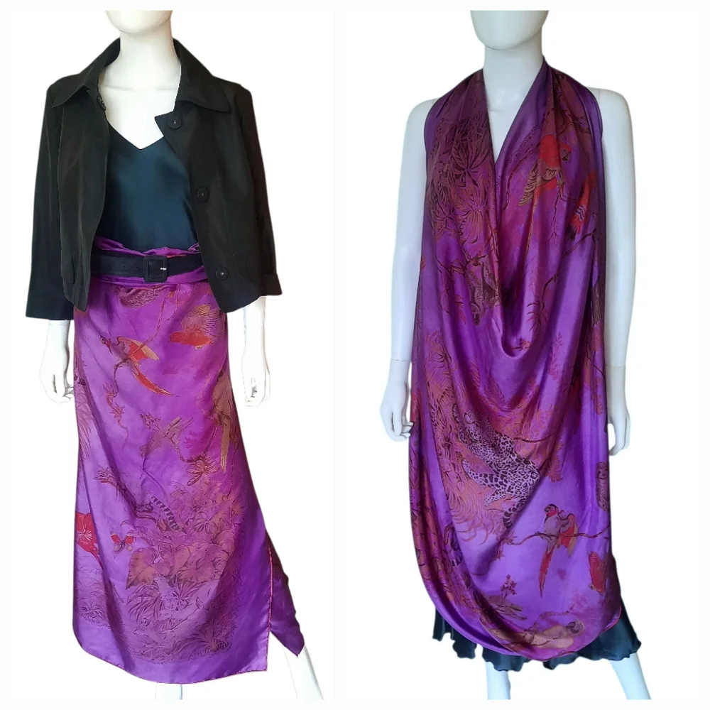 HERMÈS Equateur Silk Twill Scarf Dip Dye 140cm Violet/Multi - Picture 8 of 16